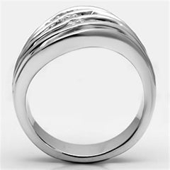 Alamode Rhodium Brass Ring with AAA Grade CZ in Clear - Flyclothing LLC