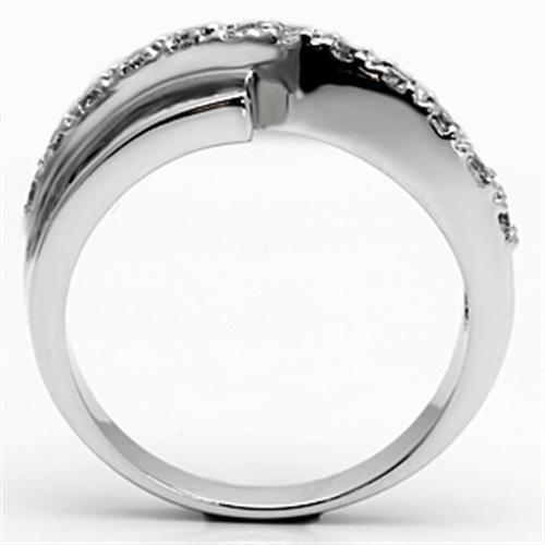 Alamode Rhodium Brass Ring with AAA Grade CZ in Clear - Flyclothing LLC