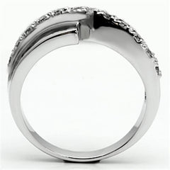 Alamode Rhodium Brass Ring with AAA Grade CZ in Clear - Flyclothing LLC