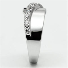 Alamode Rhodium Brass Ring with AAA Grade CZ in Clear - Flyclothing LLC