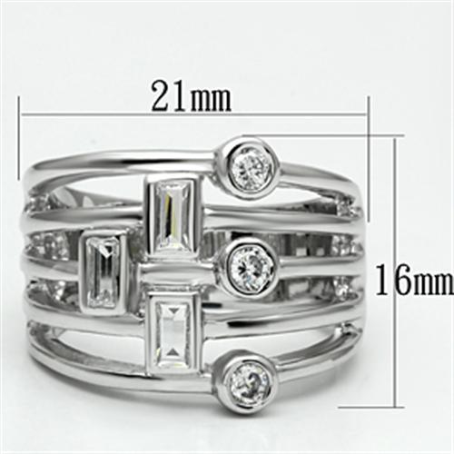 Alamode Rhodium Brass Ring with AAA Grade CZ in Clear - Flyclothing LLC