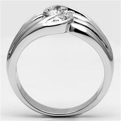 Alamode Rhodium Brass Ring with AAA Grade CZ in Clear - Flyclothing LLC