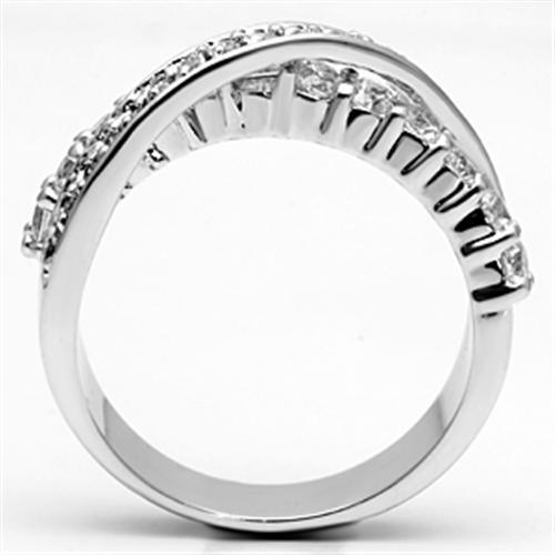 Alamode Rhodium Brass Ring with AAA Grade CZ in Clear - Flyclothing LLC