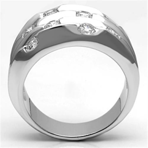 Alamode Rhodium Brass Ring with AAA Grade CZ in Clear - Flyclothing LLC