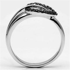 Alamode Rhodium + Ruthenium Brass Ring with AAA Grade CZ in Black Diamond - Alamode