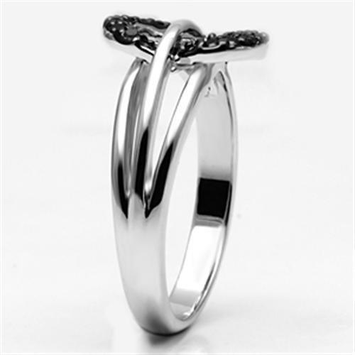 Alamode Rhodium + Ruthenium Brass Ring with AAA Grade CZ in Black Diamond - Flyclothing LLC