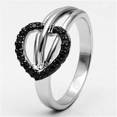 Alamode Rhodium + Ruthenium Brass Ring with AAA Grade CZ in Black Diamond - Alamode