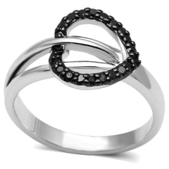 Alamode Rhodium + Ruthenium Brass Ring with AAA Grade CZ in Black Diamond - Alamode