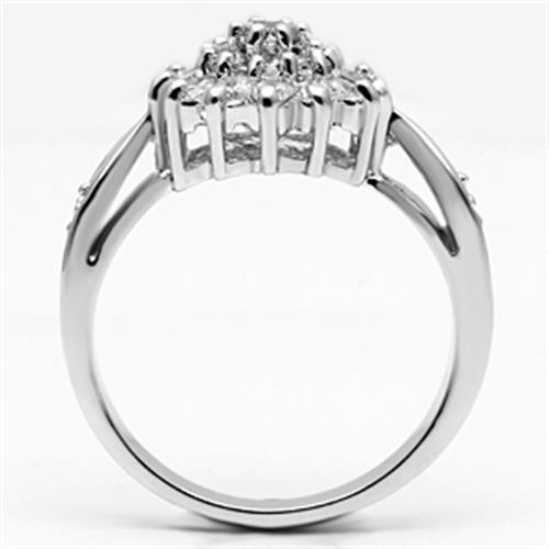 Alamode Rhodium Brass Ring with AAA Grade CZ in Clear - Flyclothing LLC