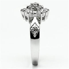 Alamode Rhodium Brass Ring with AAA Grade CZ in Clear - Flyclothing LLC