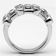 Alamode Rhodium Brass Ring with AAA Grade CZ in Clear - Flyclothing LLC