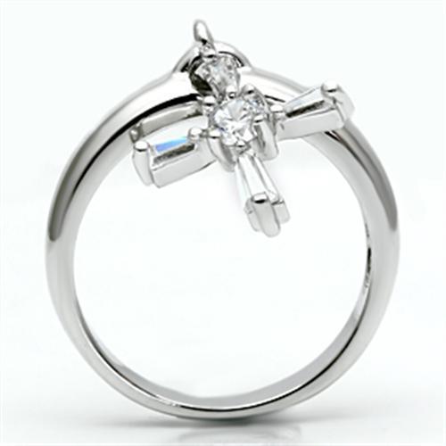 Alamode Rhodium Brass Ring with AAA Grade CZ in Clear - Flyclothing LLC