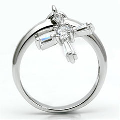 Alamode Rhodium Brass Ring with AAA Grade CZ in Clear - Flyclothing LLC