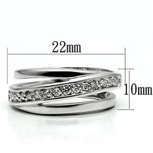 Alamode Rhodium Brass Ring with AAA Grade CZ in Clear - Flyclothing LLC