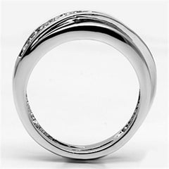 Alamode Rhodium Brass Ring with AAA Grade CZ in Clear - Flyclothing LLC