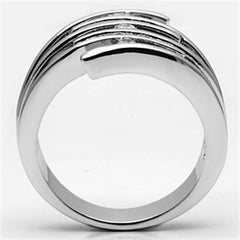 Alamode Rhodium Brass Ring with AAA Grade CZ in Clear - Flyclothing LLC