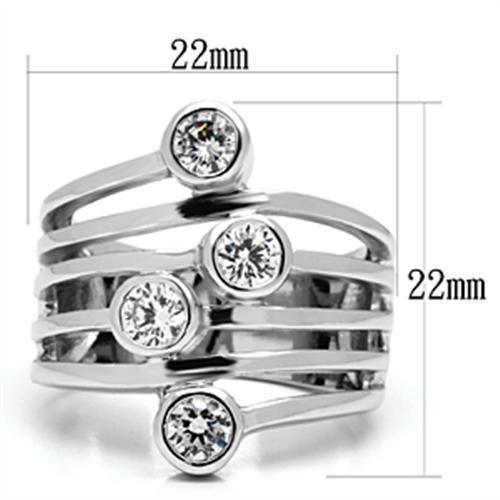 Alamode Rhodium Brass Ring with AAA Grade CZ in Clear - Flyclothing LLC