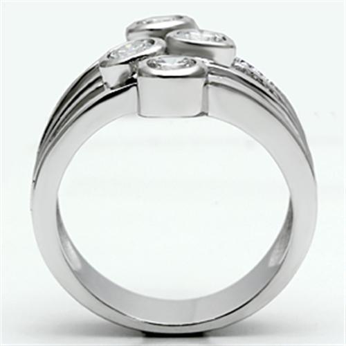 Alamode Rhodium Brass Ring with AAA Grade CZ in Clear - Flyclothing LLC