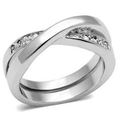 Alamode Rhodium Brass Ring with AAA Grade CZ in Clear - Flyclothing LLC