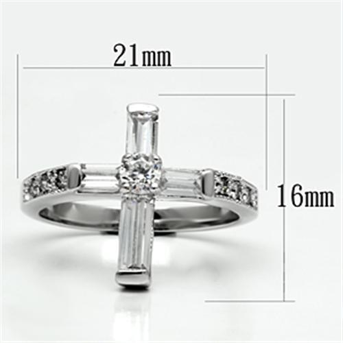 Alamode Rhodium Brass Ring with AAA Grade CZ in Clear - Flyclothing LLC