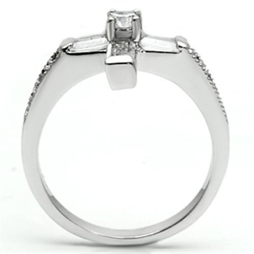 Alamode Rhodium Brass Ring with AAA Grade CZ in Clear - Flyclothing LLC