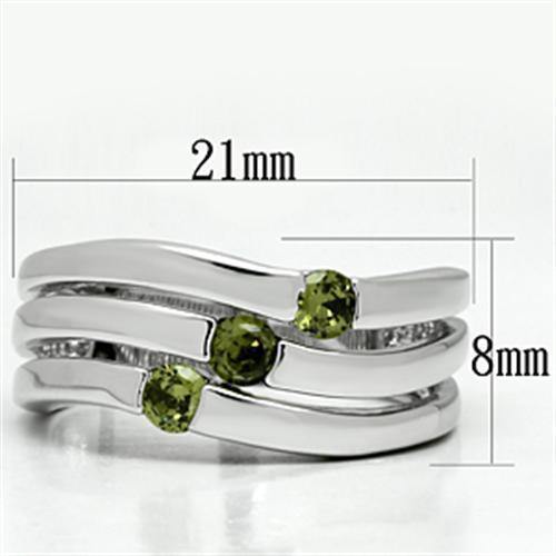 Alamode Rhodium Brass Ring with AAA Grade CZ in Olivine color - Alamode