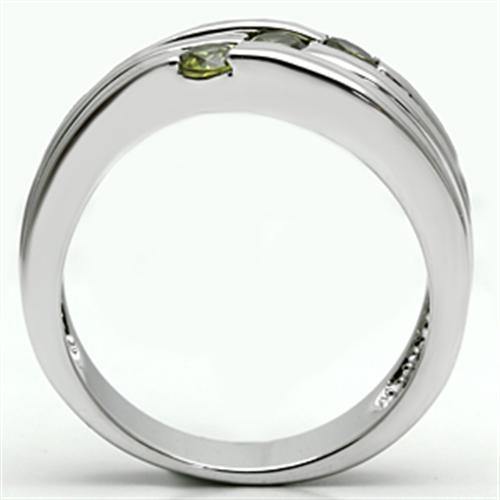 Alamode Rhodium Brass Ring with AAA Grade CZ in Olivine color - Alamode