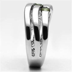 Alamode Rhodium Brass Ring with AAA Grade CZ in Olivine color - Flyclothing LLC