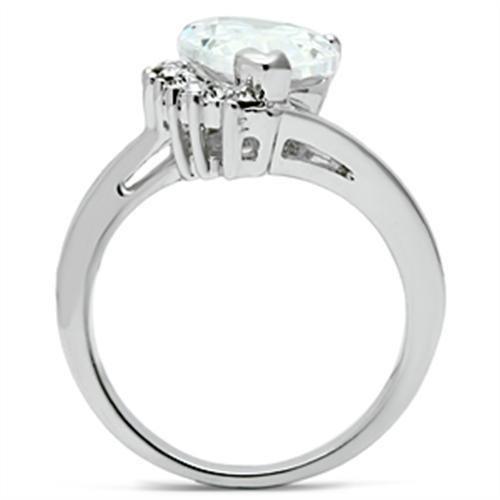 Alamode Rhodium Brass Ring with AAA Grade CZ in Clear - Flyclothing LLC