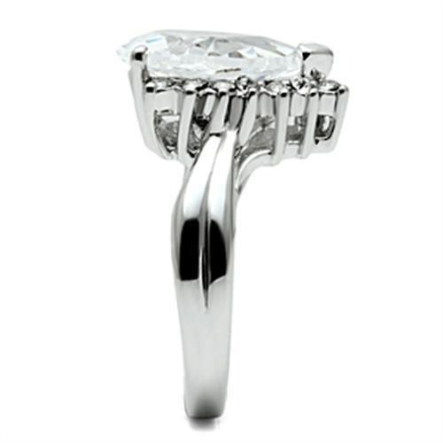 Alamode Rhodium Brass Ring with AAA Grade CZ in Clear - Flyclothing LLC