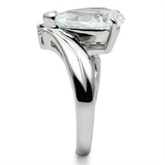 Alamode Rhodium Brass Ring with AAA Grade CZ in Clear - Flyclothing LLC