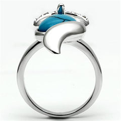 Alamode Rhodium Brass Ring with Synthetic Turquoise in Sea Blue - Alamode