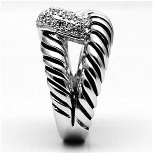 Alamode Rhodium Brass Ring with AAA Grade CZ in Clear - Flyclothing LLC