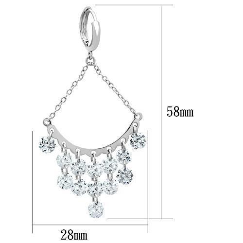 Alamode Rhodium Brass Earrings with AAA Grade CZ in Clear - Flyclothing LLC