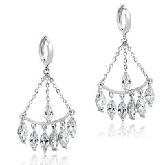 Alamode Rhodium Brass Earrings with AAA Grade CZ in Clear - Flyclothing LLC