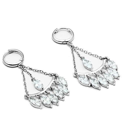 Alamode Rhodium Brass Earrings with AAA Grade CZ in Clear - Flyclothing LLC