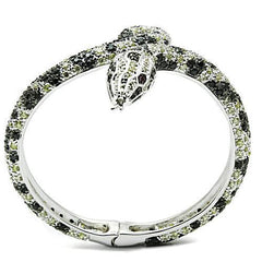 Alamode Rhodium + Ruthenium Brass Bangle with AAA Grade CZ in Multi Color - Alamode