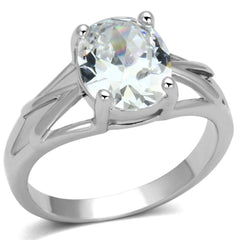 Alamode Rhodium Brass Ring with AAA Grade CZ in Clear - Flyclothing LLC