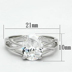 Alamode Rhodium Brass Ring with AAA Grade CZ in Clear - Flyclothing LLC