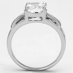 Alamode Rhodium Brass Ring with AAA Grade CZ in Clear - Flyclothing LLC