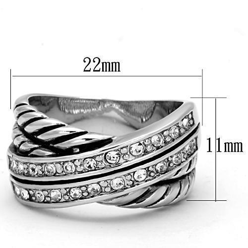 Alamode Rhodium Brass Ring with Top Grade Crystal in Clear - Alamode