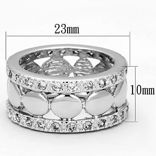 Alamode Rhodium Brass Ring with AAA Grade CZ in Clear - Flyclothing LLC