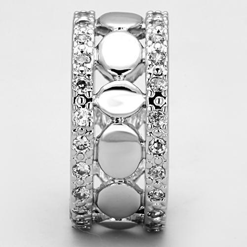 Alamode Rhodium Brass Ring with AAA Grade CZ in Clear - Flyclothing LLC