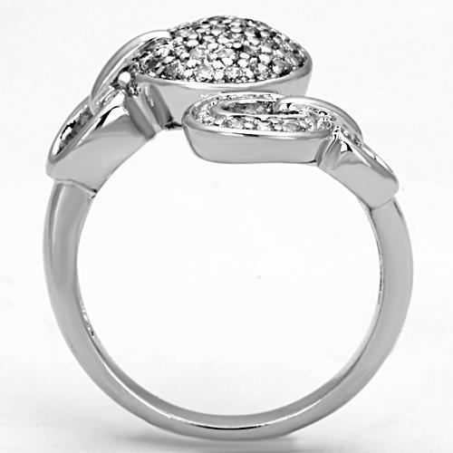 Alamode Rhodium Brass Ring with AAA Grade CZ in Clear - Flyclothing LLC