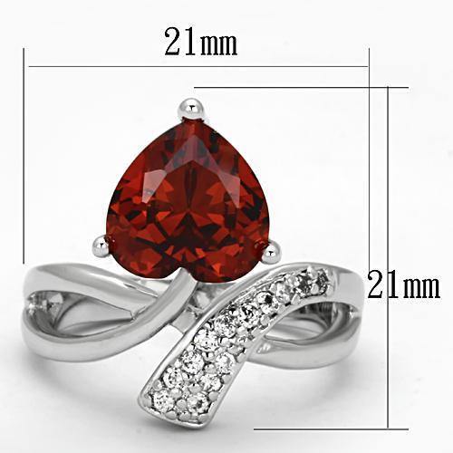 Alamode Rhodium Brass Ring with AAA Grade CZ in Garnet - Flyclothing LLC