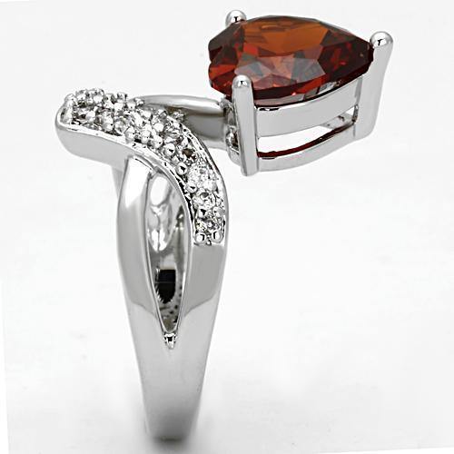 Alamode Rhodium Brass Ring with AAA Grade CZ in Garnet - Flyclothing LLC