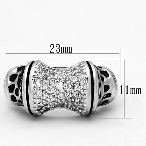 Alamode Rhodium Brass Ring with AAA Grade CZ in Clear - Flyclothing LLC