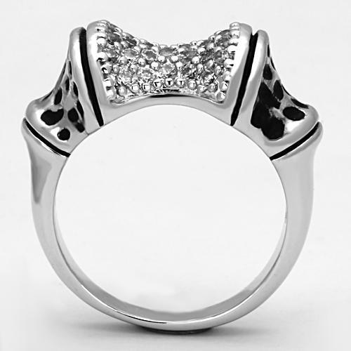 Alamode Rhodium Brass Ring with AAA Grade CZ in Clear - Flyclothing LLC