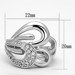 Alamode Rhodium Brass Ring with AAA Grade CZ in Clear - Flyclothing LLC