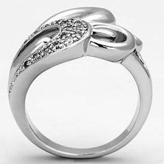 Alamode Rhodium Brass Ring with AAA Grade CZ in Clear - Flyclothing LLC